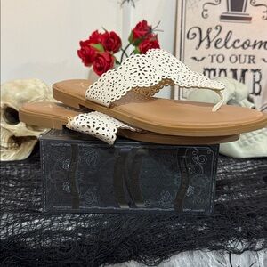 Cream Scalloped Sandals